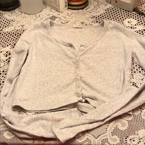 Brandy Melville Light Gray Buttoned Top